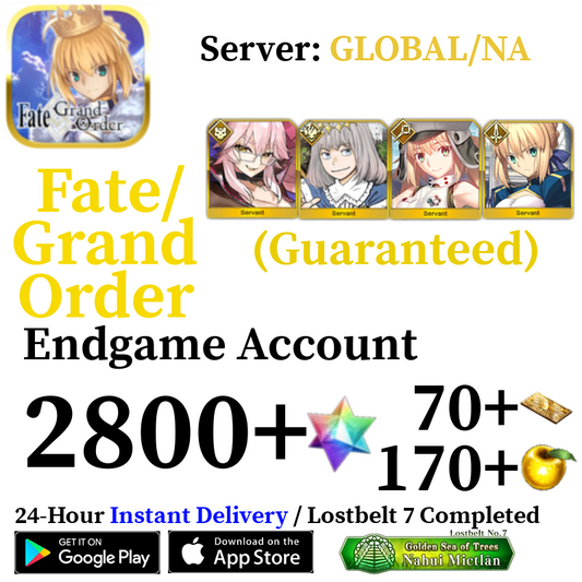 [ENGLISH/GLOBAL/NA][INSTANT] Castoria + Vitch + Oberon + 2800+ SQ Fate Grand Order FGO Endgame Reroll Account