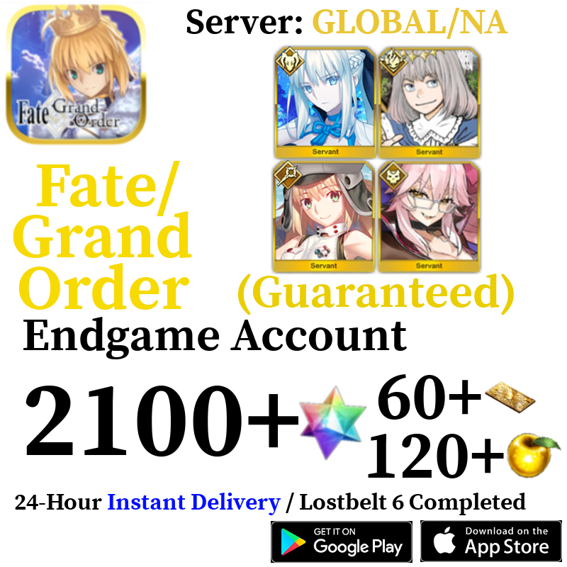 [ENGLISH/GLOBAL/NA][INSTANT] Morgan + Vitch + Oberon + Castoria + 2100+ SQ Fate Grand Order FGO Endgame Reroll Account