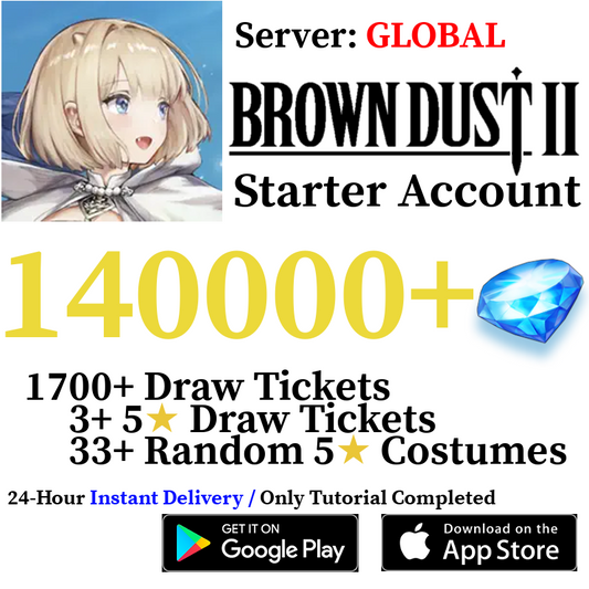 [GLOBAL] [INSTANT] 28000 - 140000+ Gems | Brown Dust 2 Starter Reroll Account