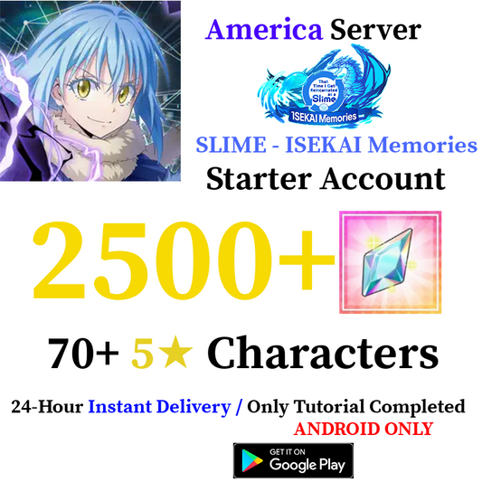 [GLOBAL - America] [INSTANT] 2500+ Crystals SLIME - ISEKAI Memories Starter Reroll Account