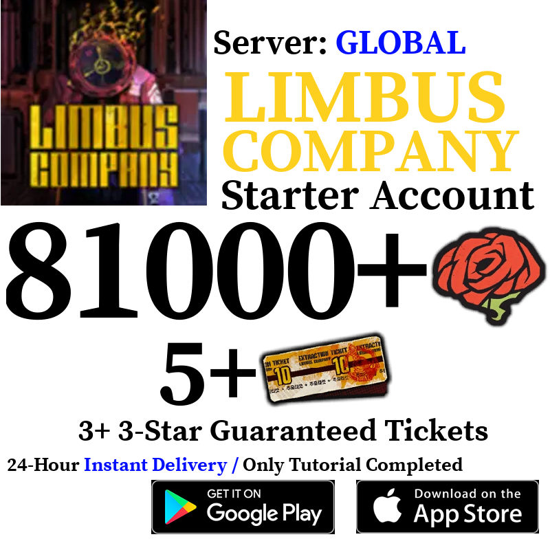 [GLOBAL] [INSTANT] 61000-82000+ Gems, 5+ 10-Pull Gacha Tickets | Limbus Company Starter Reroll Account