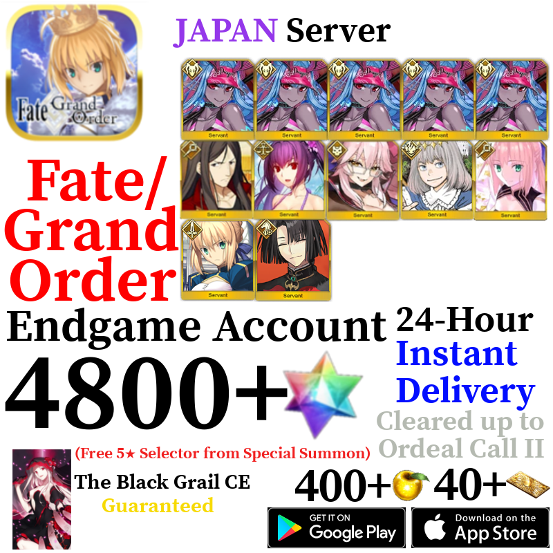 [JP] [INSTANT]  NP5 Summer Ibuki + Castoria + Oberon + Vitch + 4800+ SQ | Fate Grand Order FGO Quartz Endgame Account