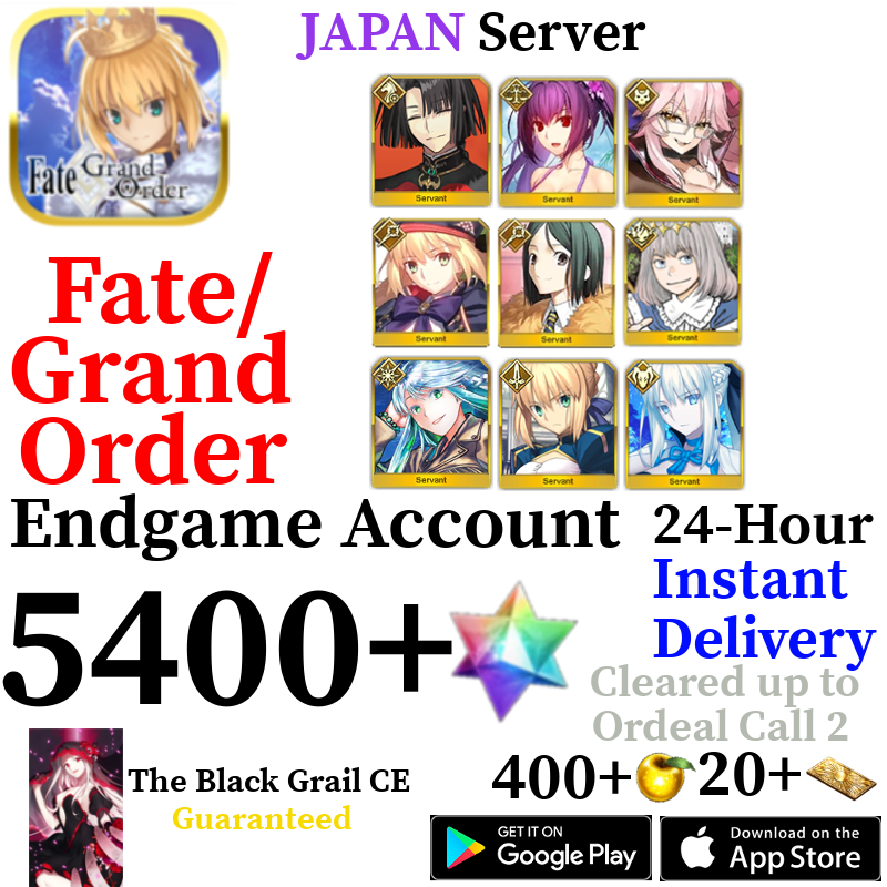 [JP] [INSTANT] Castoria + Vitch + Oberon + Skadi + Kukulkan + Morgan 5400+ SQ Fate Grand Order FGO Quartz Reroll Account