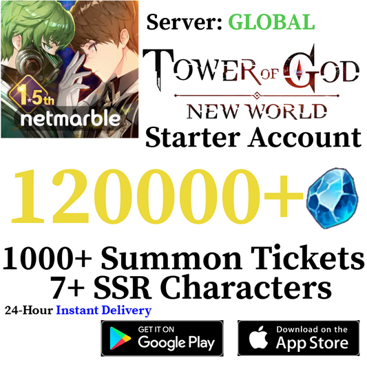 [GLOBAL] [INSTANT] 120000+ Gems | Tower of God New World Starter Reroll Account