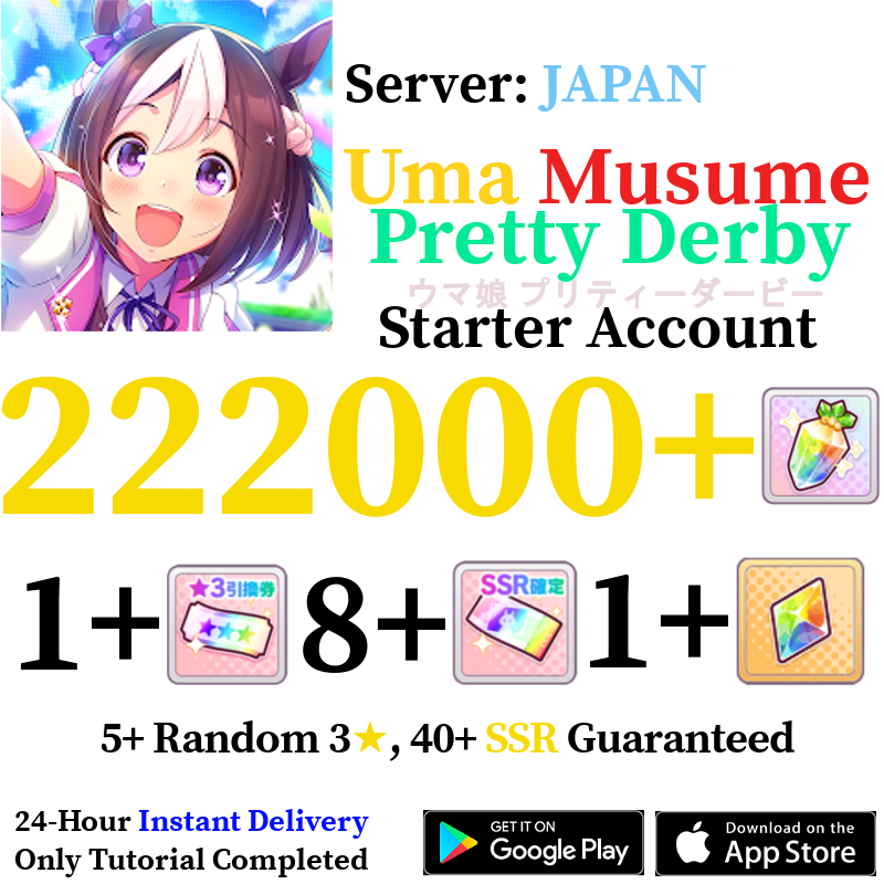 [JP] INSTANT 222000+ Gems | Uma Musume Pretty Derby Starter Reroll Account