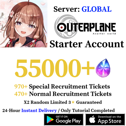 [GLOBAL Server] 55000+ Gems + X2 Limited 3⭐ | OUTERPLANE Starter Reroll Account