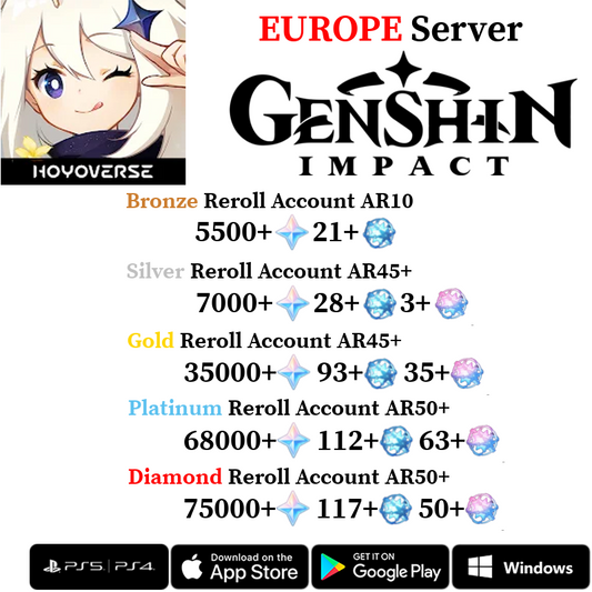 [Europe/EU] [INSTANT] Primogems Fates Genshin Impact Reroll Account