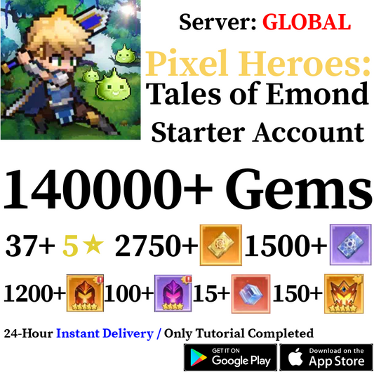 [GLOBAL] 140000+ Gems Pixel Heroes Starter Reroll Account