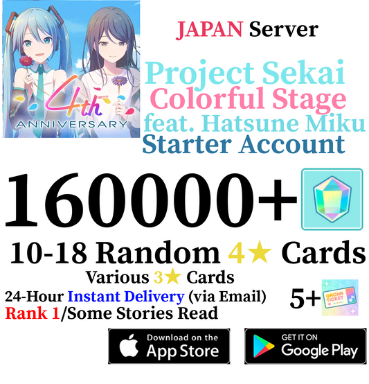 [JP] [INSTANT] 160000+ Gems Project Sekai Colorful Stage ft. Hatsune Miku PJSekai Reroll Account