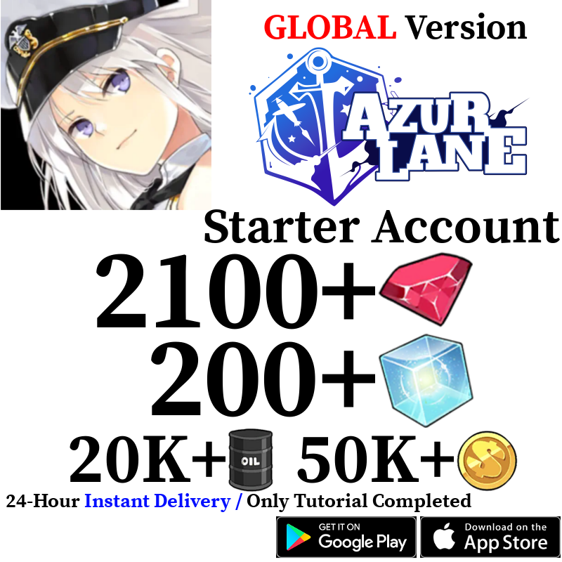 [GLOBAL] [INSTANT] 1500-3600+ Gems 200-400+ Wisdom Cubes Azur Lane Starter Reroll Account