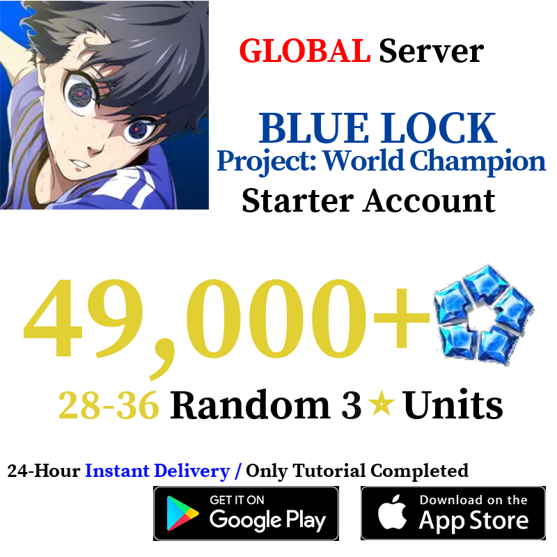 [GLOBAL] [INSTANT] 49000+ Gems BLUE LOCK Project: World Champion Starter Reroll Account