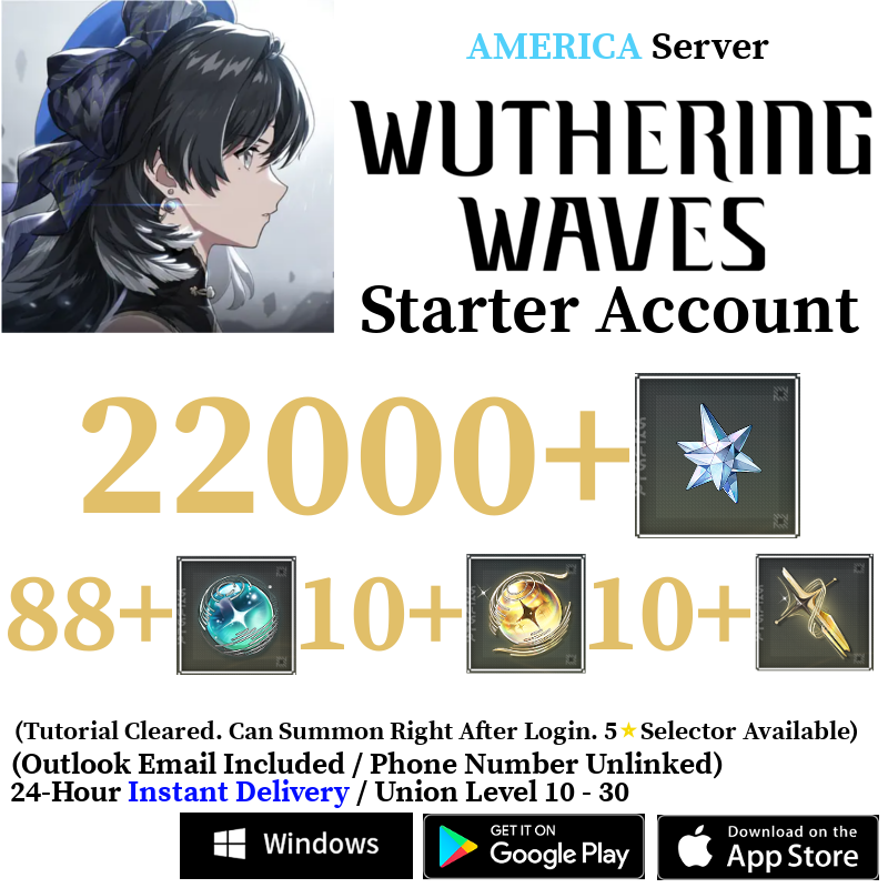 [AMERICA/NA] [INSTANT] 7000-22000 Astrite, 100+ Tides Wuthering Waves Starter Reroll Account