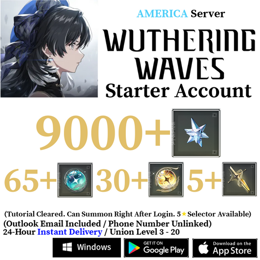 [AMERICA/NA] [INSTANT] 1000-9000 Astrite, 80-90 Tides Wuthering Waves Starter Reroll Account