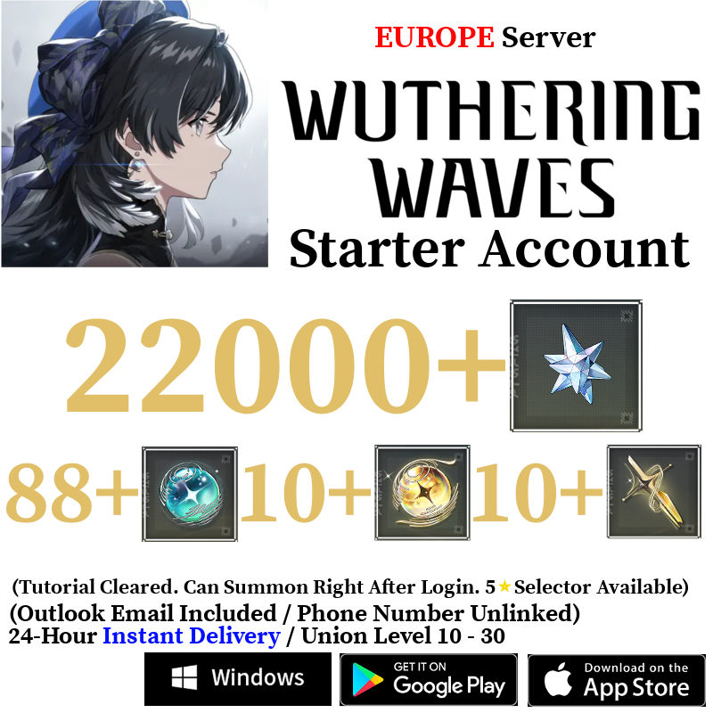 [EUROPE/EU] [INSTANT] 7000-22000 Astrite, 100+ Tides Wuthering Waves Starter Reroll Account