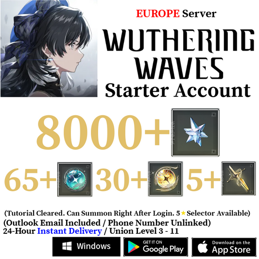 [EUROPE/EU] [INSTANT] 1000-8000 Astrite, 80-90 Tides Wuthering Waves Starter Reroll Account