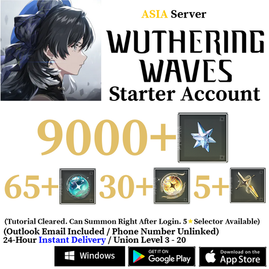 [ASIA/AS] [INSTANT] 1000-15000 Astrite, 80-90 Tides Wuthering Waves Starter Reroll Account