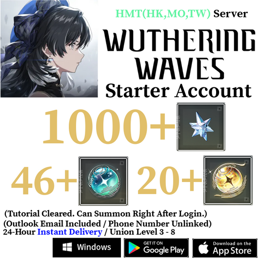 [HMT(HK,MO,TW)] [INSTANT] 300-1000 Astrite, 60-66 Tides Wuthering Waves Starter Reroll Account