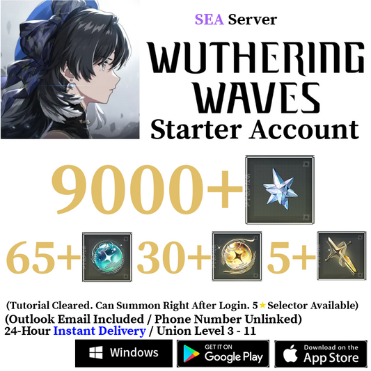 [SEA] [INSTANT] 2000-9000 Astrite, 80-90 Tides Wuthering Waves Starter Reroll Account
