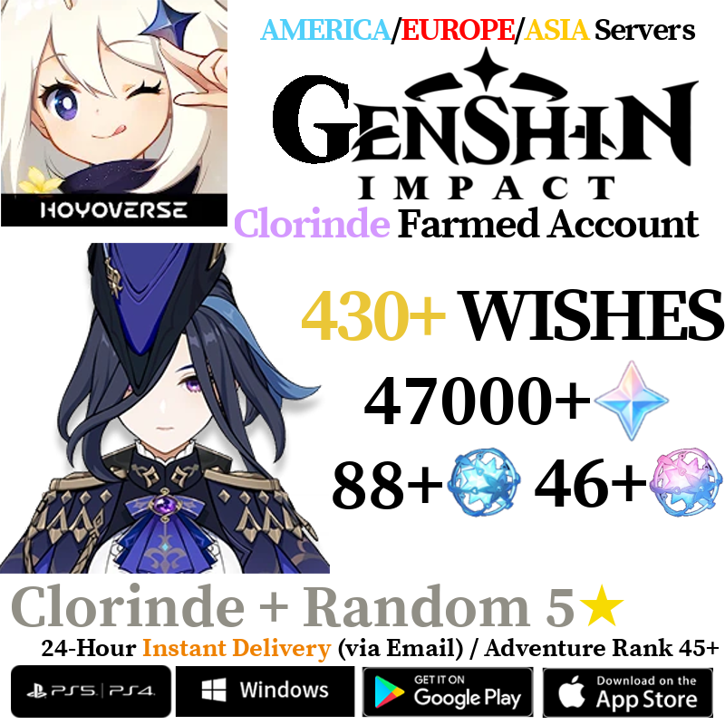 [AMERICA/EUROPE/ASIA] [INSTANT] Clorinde Genshin Impact Primogems Fates Reroll Account