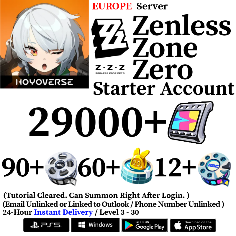 [EUROPE] [INSTANT] 29000+ Polychrome, 70+ Master Tape Zenless Zone Zero Starter Reroll Account