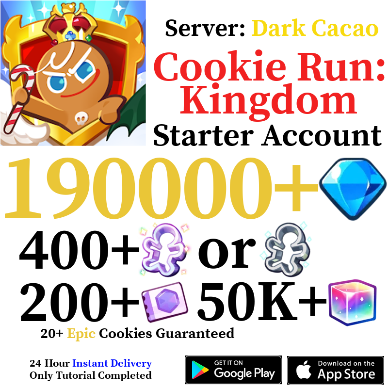 [GLOBAL/Dark Cacao] [INSTANT] 190,000+ Gems | Cookie Run: Kingdom Starter Reroll Account