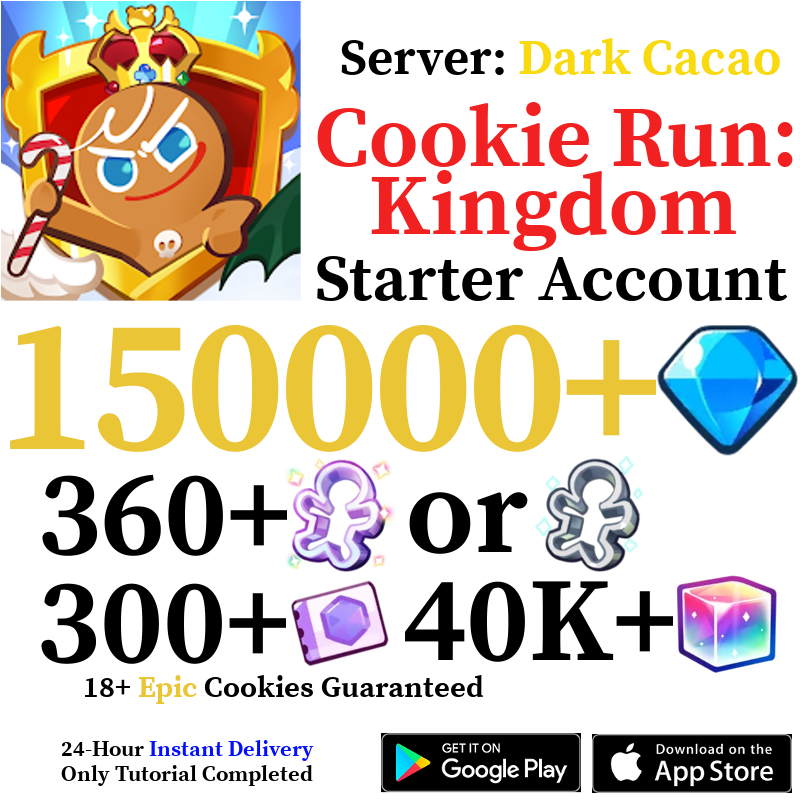 [GLOBAL/Dark Cacao] [INSTANT] 150,000+ Gems | Cookie Run: Kingdom Starter Reroll Account