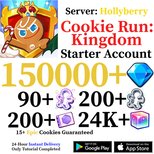 [GLOBAL/Hollyberry] [INSTANT] 150,000+ Gems | Cookie Run: Kingdom Starter Reroll Account