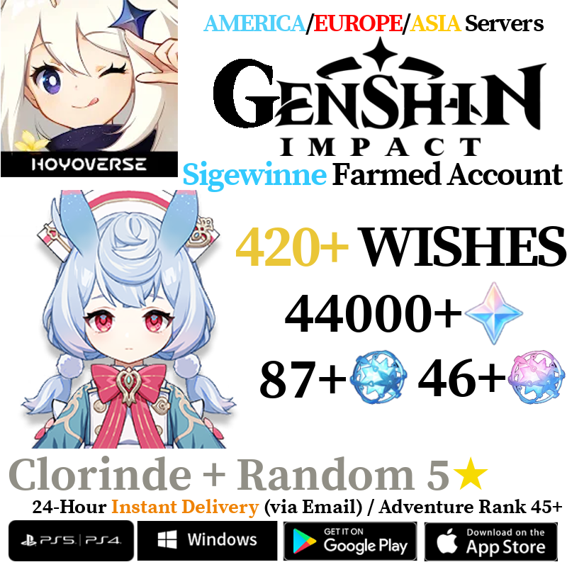 [AMERICA/EUROPE/ASIA] [INSTANT] Sigewinne Genshin Impact Primogems Fates Reroll Account