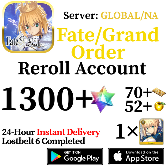 [ENGLISH/GLOBAL/NA][INSTANT] 1300+ SQ Fate Grand Order FGO Endgame Reroll Account