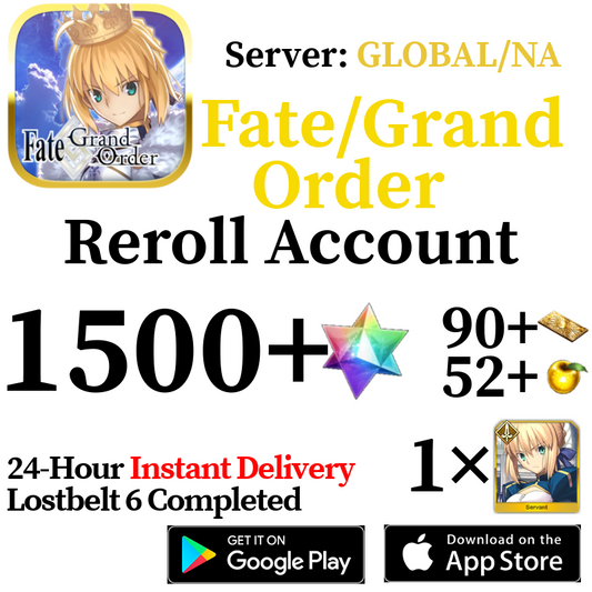 [ENGLISH/GLOBAL/NA][INSTANT] 1500+ SQ Fate Grand Order FGO Endgame Reroll Account