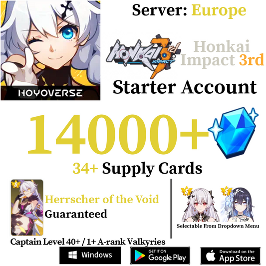 [EUROPE/EN] [INSTANT] 14000+ Crystals | Honkai Impact Houkai 3rd Reroll Account