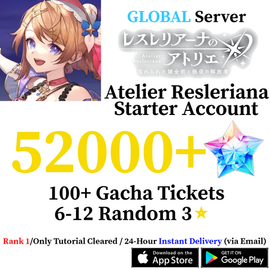 [GLOBAL] [INSTANT] 46000-52000+ Gems | Atelier Resleriana: Forgotten Alchemy & the Liberator of Polar Night Reroll Starter Account