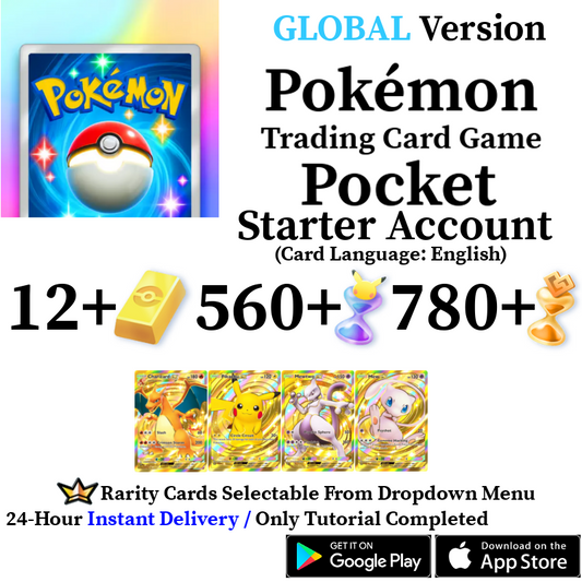 [GLOBAL] [INSTANT] Pokémon Pokemon TCG Pocket Crown Rarity Gold Charizard Pikachu Mewtoo Mew Starter Account