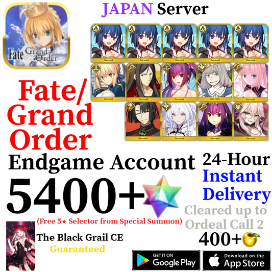 [JP] [INSTANT] NP5 Ciel + Castoria + Skadi Ruler + Oberon + Vitch + Lady Avalon + 5400+ SQ Fate Grand Order FGO Endgame Reroll Account