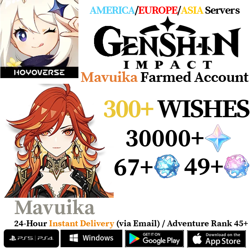 [AMERICA/EUROPE/ASIA] [INSTANT] Mavuika Genshin Impact Primogems Fates Reroll Account