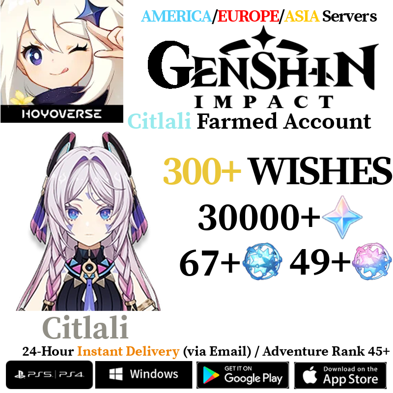 [AMERICA/EUROPE/ASIA] [INSTANT] Citlali Genshin Impact Primogems Fates Reroll Account