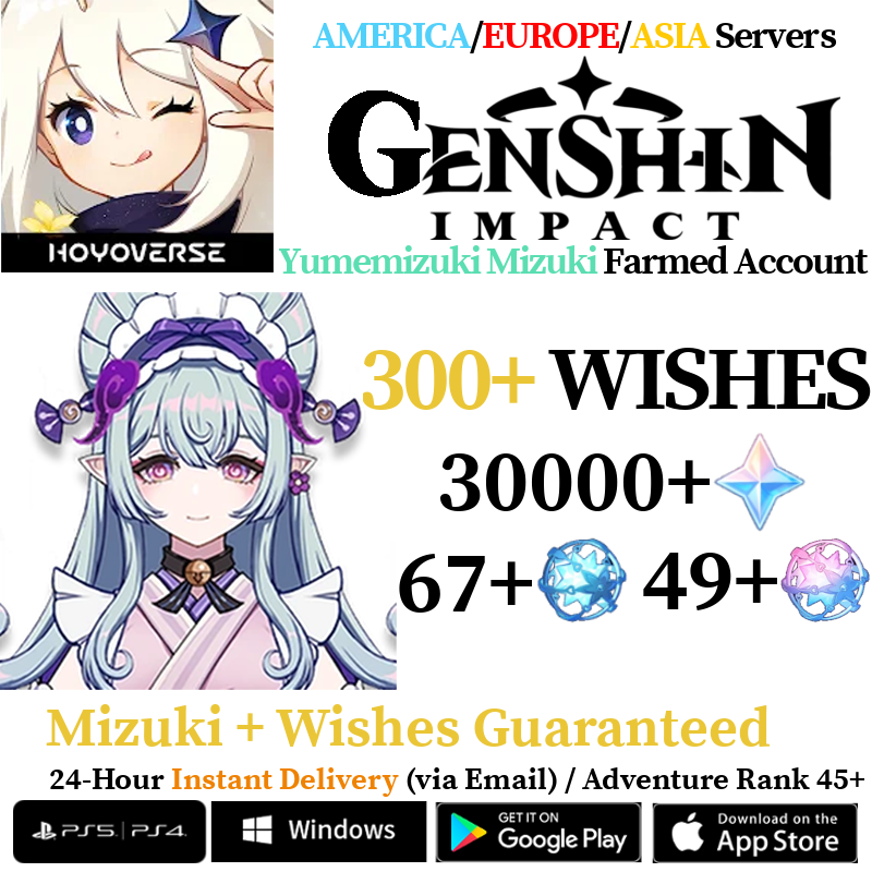 [AMERICA/EUROPE/ASIA] [INSTANT] Yumemizuki Mizuki Genshin Impact Primogems Fates Reroll Account