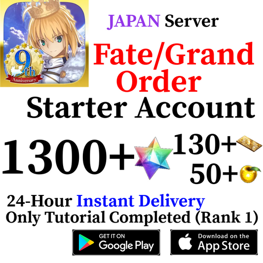 [JP] INSTANT (Lv. 1 Fuyuki) 1300+ SQ 100 Tix Fate Grand Order FGO Quartz Starter Reroll Account