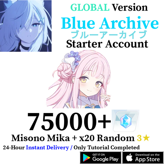 [GLOBAL] Misono Mika + 75000+ Gems | Blue Archive Starter Reroll Account