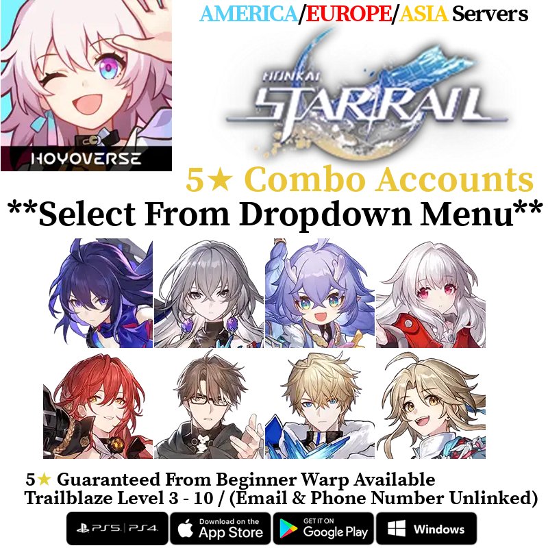 [AMERICA/EUROPE/ASIA] Honkai: Star Rail 5⭐ Character Starter Account (Seele, Bronya, Himeko, Yanqing, Welt, Gepard, Bailu, Clara) - Skye1204 Gaming Shop