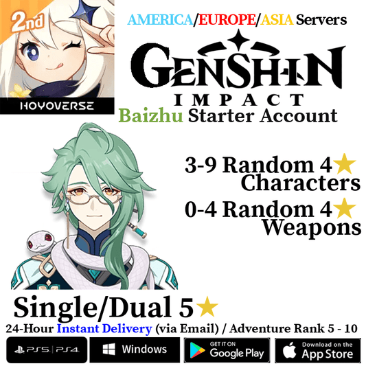 [AMERICA/EUROPE/ASIA] [INSTANT] Baizhu Genshin Impact Fresh Starter Account AR10 - Skye1204 Gaming Shop