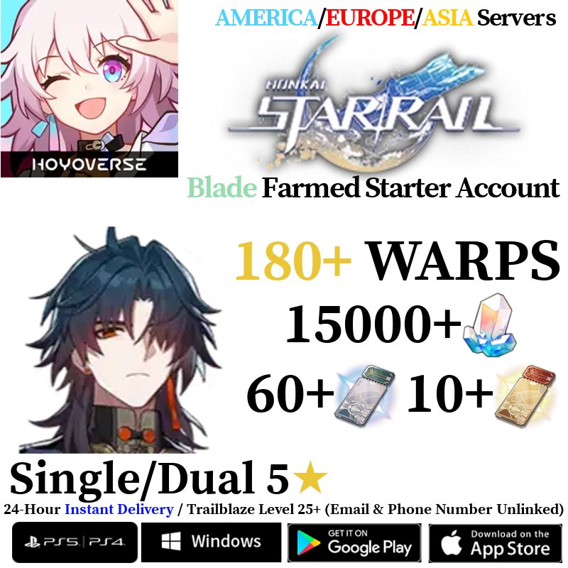 [AMERICA/EUROPE/ASIA] [INSTANT] Blade Honkai: Star Rail Stellar Jade Star Rail Passes Reroll Account - Skye1204 Gaming Shop