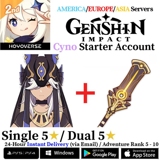 [AMERICA/EUROPE/ASIA] [INSTANT] Cyno + Staff of the Scarlet Sands Genshin Impact Starter Account - Skye1204 Gaming Shop