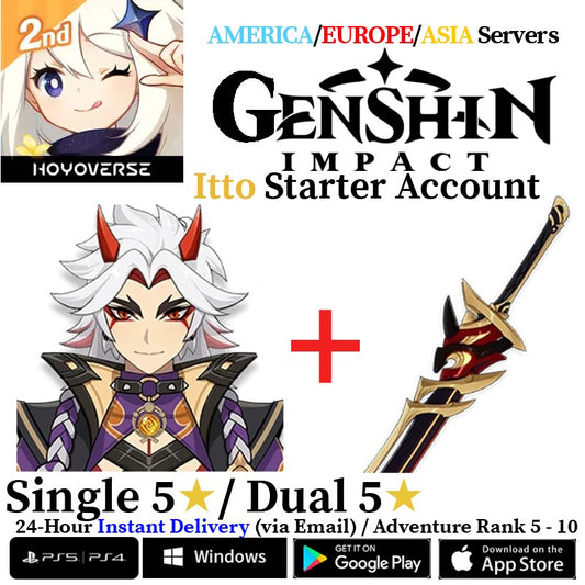 [AMERICA/EUROPE/ASIA] [INSTANT] Itto + Redhorn Stonethresher Genshin Impact Fresh Starter Account AR10 - Skye1204 Gaming Shop