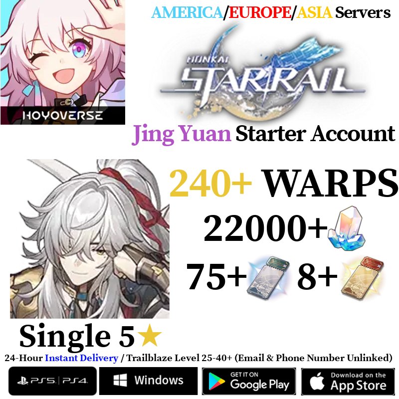 [AMERICA/EUROPE/ASIA] [INSTANT] Jing Yuan Honkai: Star Rail Stellar Jade Star Rail Passes Reroll Account - Skye1204 Gaming Shop