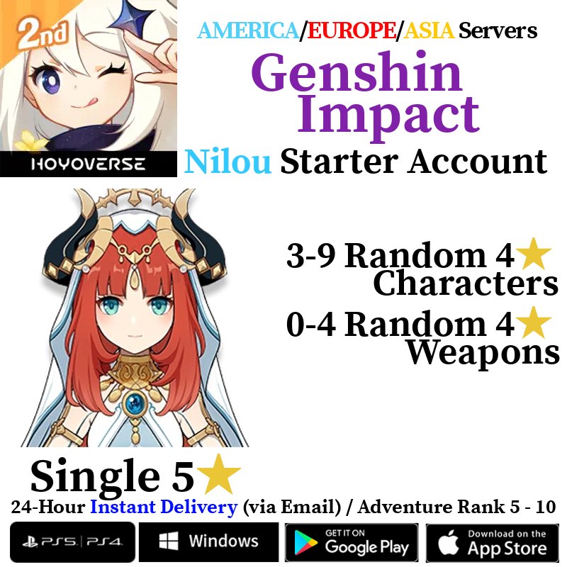 [AMERICA/EUROPE/ASIA] [INSTANT] Nilou Genshin Impact Fresh Starter Account AR10 - Skye1204 Gaming Shop