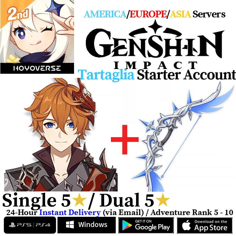[AMERICA/EUROPE/ASIA] [INSTANT] Tartaglia/Childe + Polar Star Genshin Impact Fresh Starter Account AR10 - Skye1204 Gaming Shop