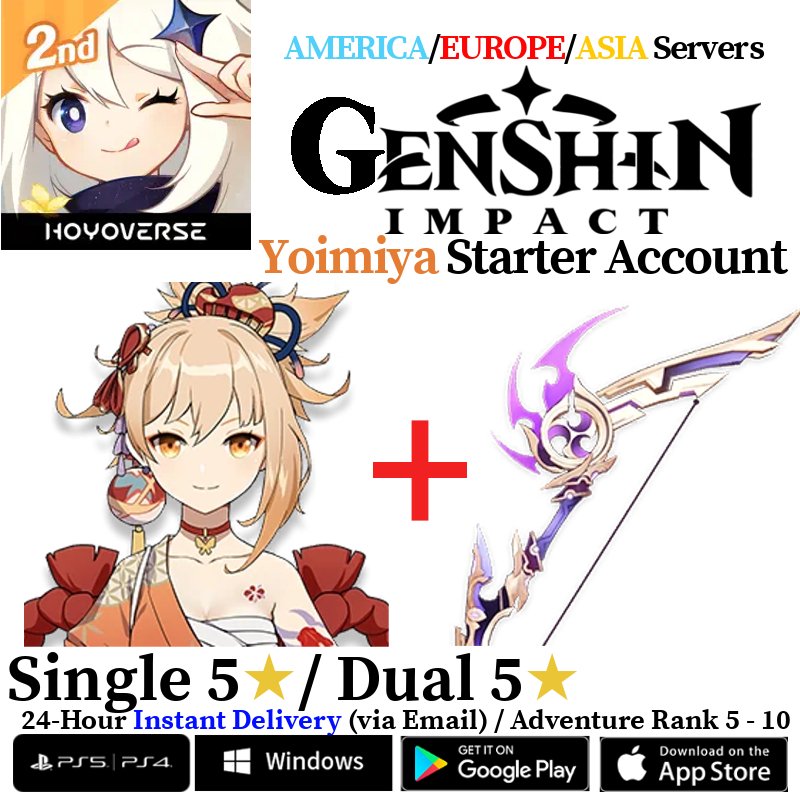 [AMERICA/EUROPE/ASIA] [INSTANT] Yoimiya + Thundering Pulse Genshin Impact Fresh Starter Account AR10 - Skye1204 Gaming Shop