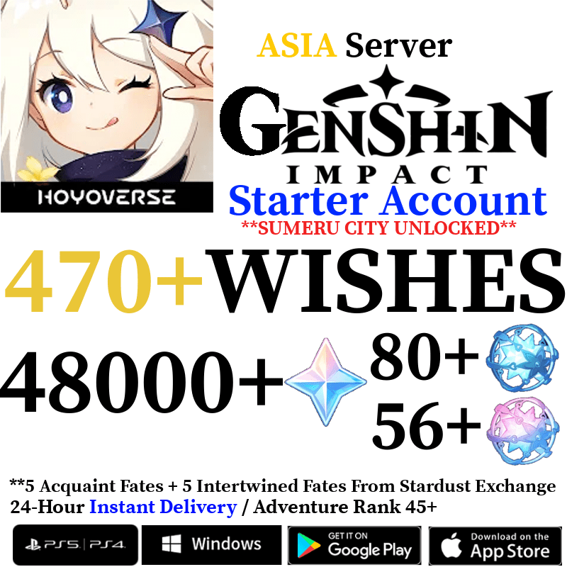 [ASIA] [INSTANT] 48000+ Primogems Fates Genshin Impact Reroll Account - Skye1204 Gaming Shop