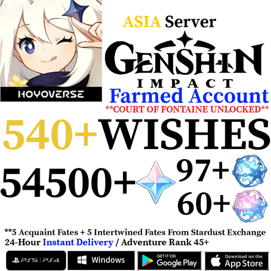 [ASIA] [INSTANT] 54500+ Primogems Fates Genshin Impact Reroll Account - Skye1204 Gaming Shop